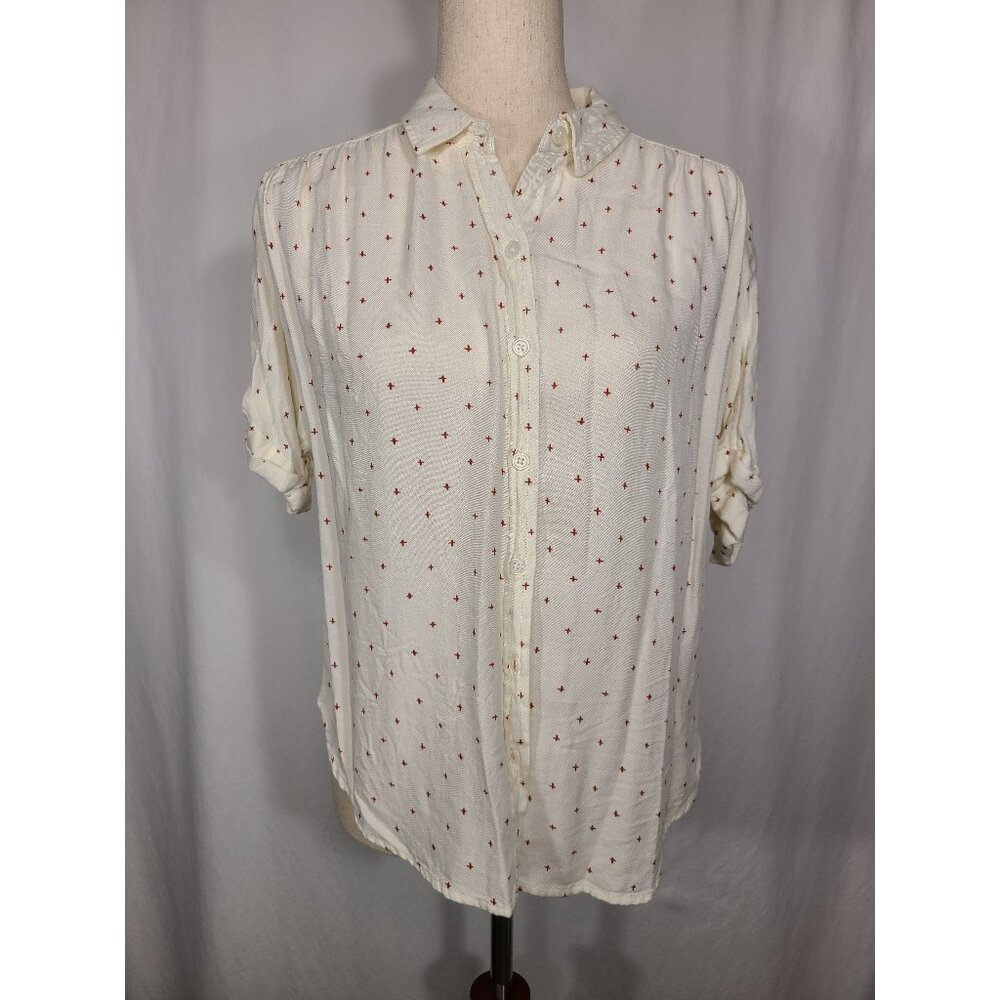 Universal Thread Short Sleeves Womens Top Shirt Beige Cream Size S A055